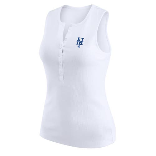 Wear By Erin Andrews White Los Angeles Dodgers Rib-knit Henley Tank Top In White