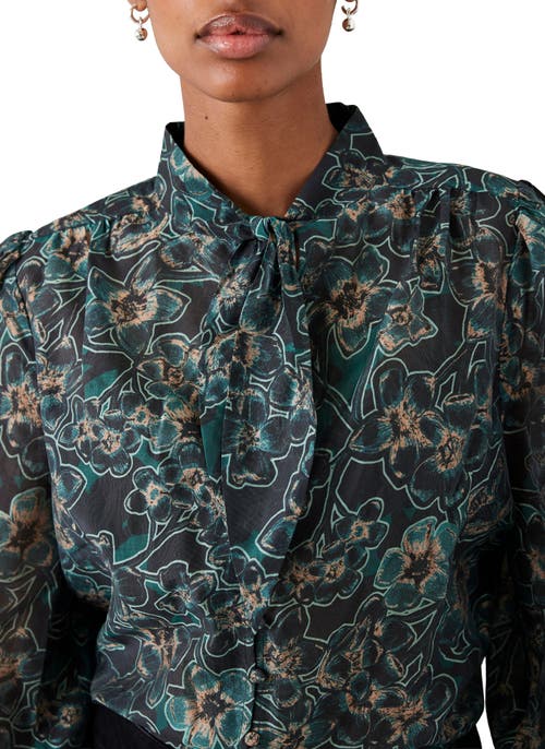 Mint Velvet Paisley Print Long Sleeve Tie-neck Blouse In Green