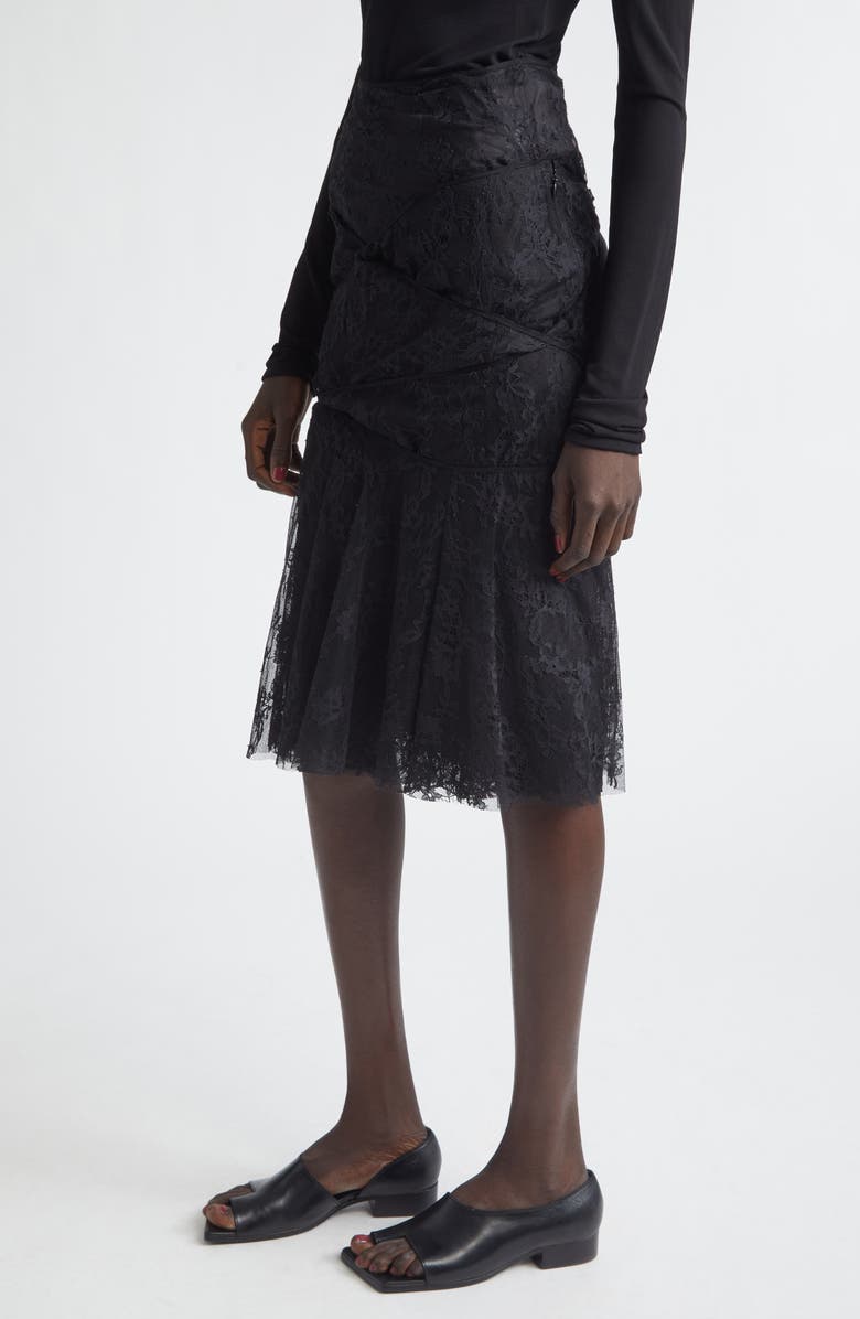 Junya Watanabe Nylon & Cotton Raschel Lace Skirt, Alternate, color, Black