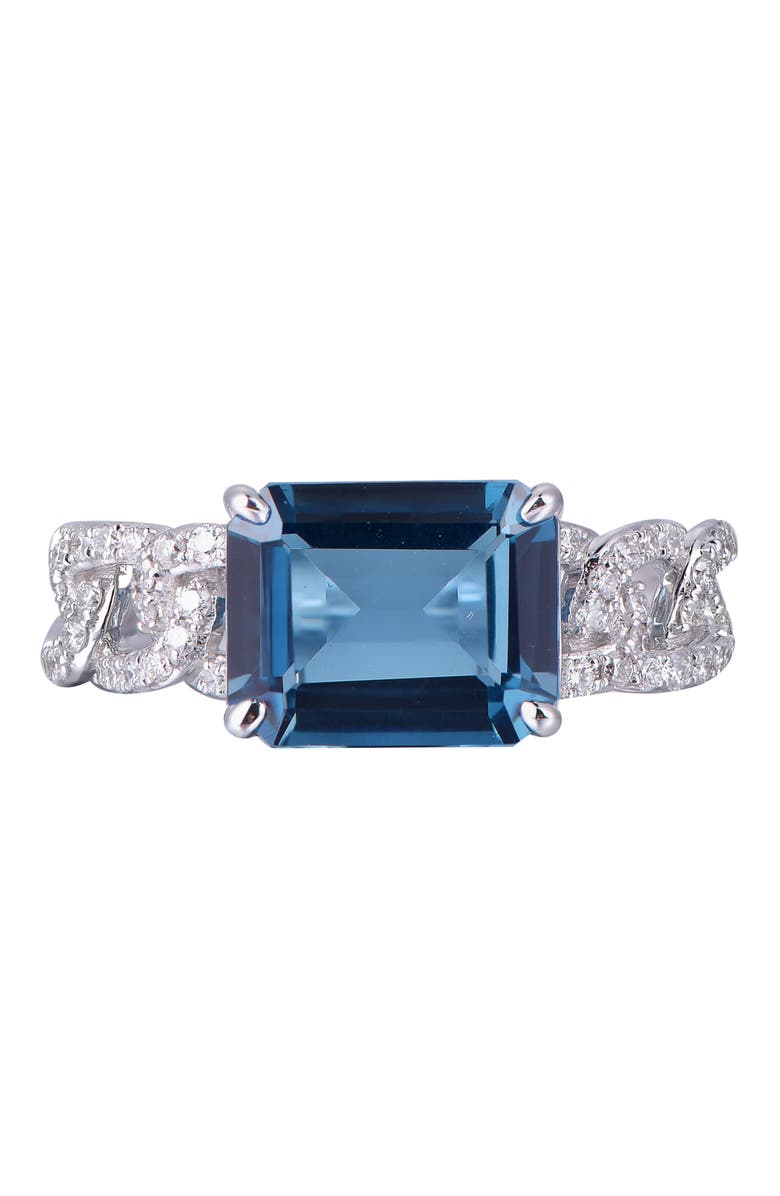 Kahn High Jewelry London Blue Topaz Ring with Diamonds, Alternate, color, London Blue