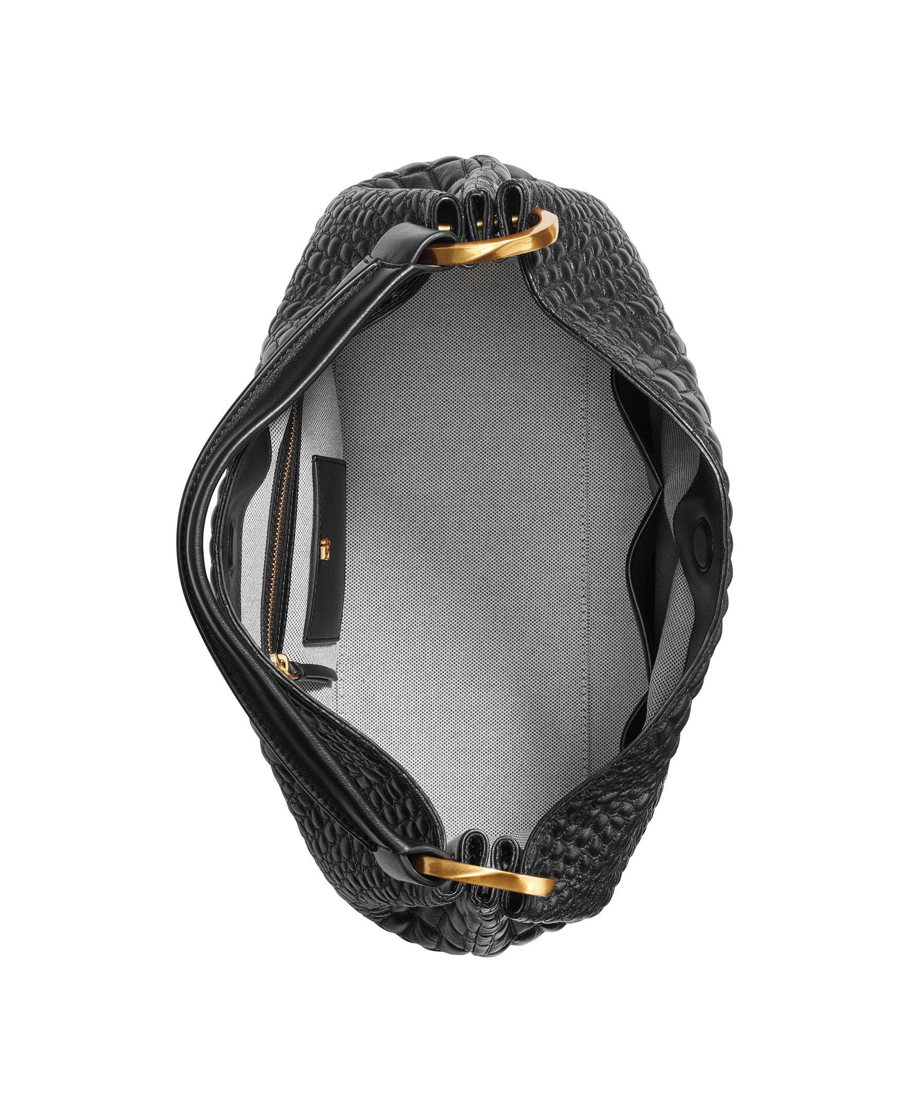 Donna Karan New York Glenwood Quilted Croc Shoulder, Alternate, color, Blk/Gold