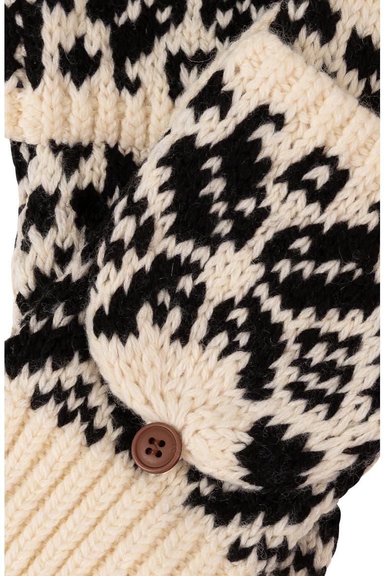 Evergreen Fair Isle Pop Top Gloves, Alternate, color, BLACK