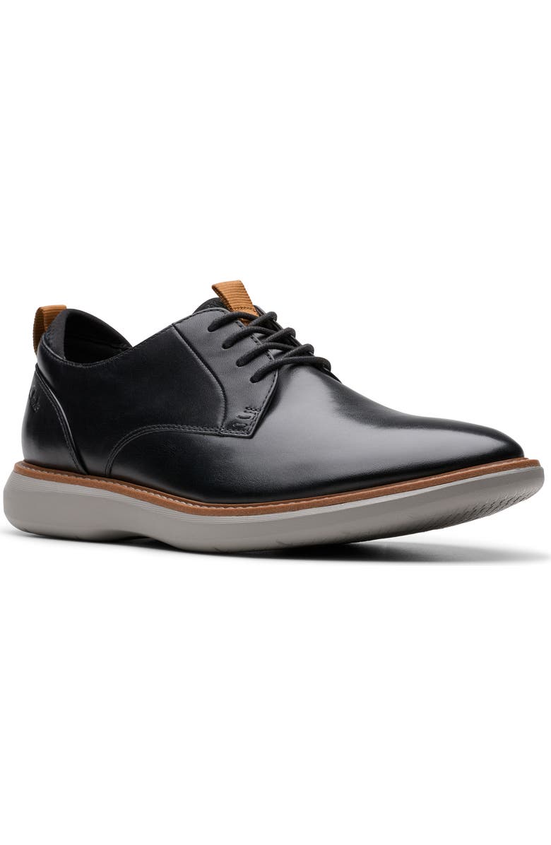Clarks<sup>®</sup> Brantin Plain Toe Derby, Main, color, Black Leather