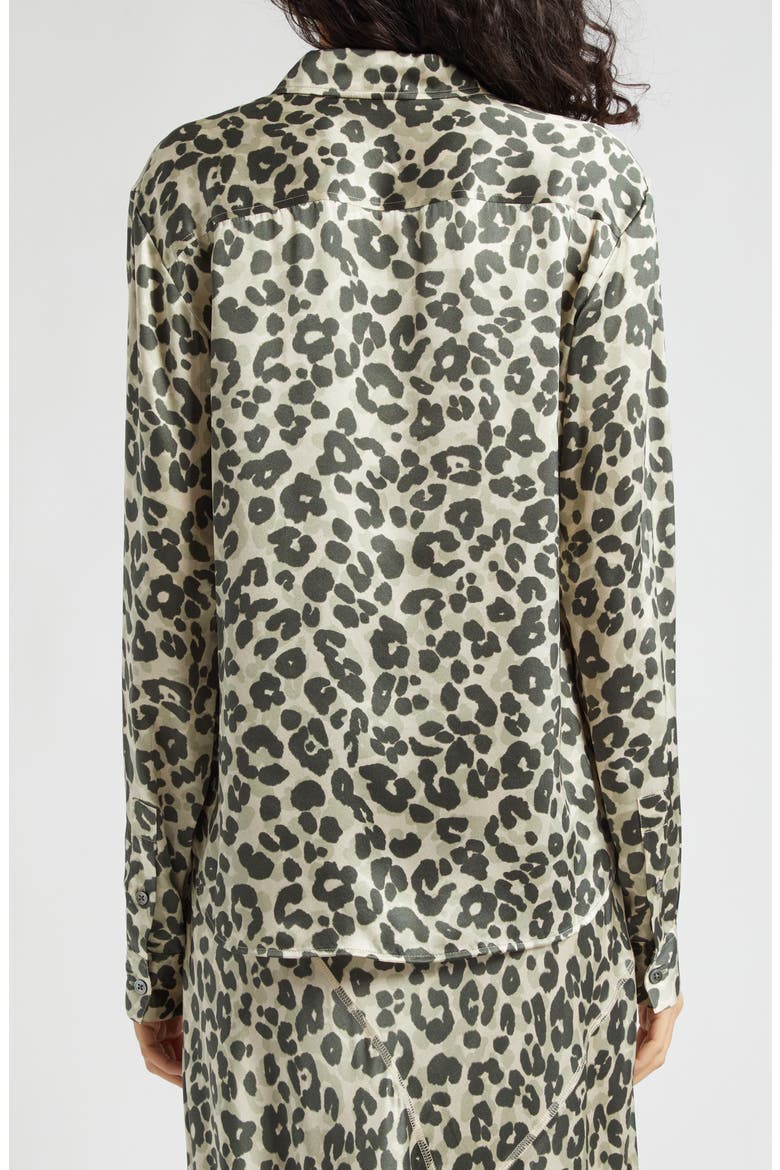Leopard Print Silk Charmeuse Button-Up Shirt, Alternate, color, LEOPARD PRINT