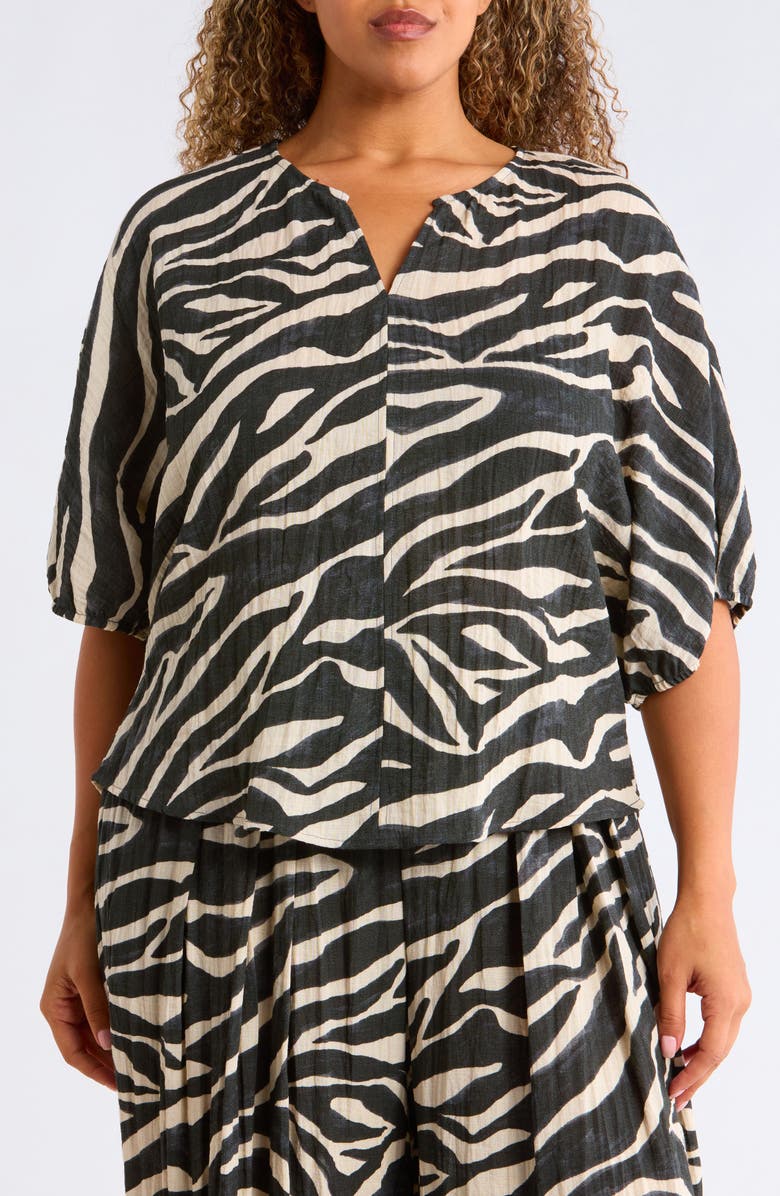 Wit & Wisdom Dolman Bubble Sleeve Top, Main, color, Charcoal/ Ecru
