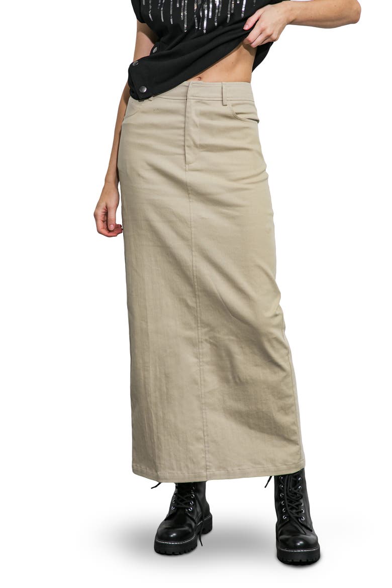 Pencil Midi Skirt, Main, color, KHAKI