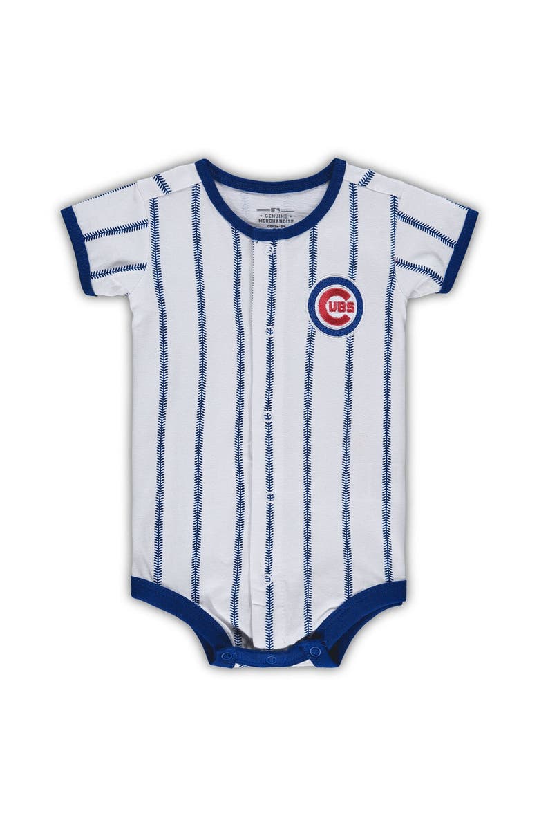 Outerstuff Newborn White/Royal Chicago Cubs Power Hitter Short Sleeve Bodysuit, Main, color, 