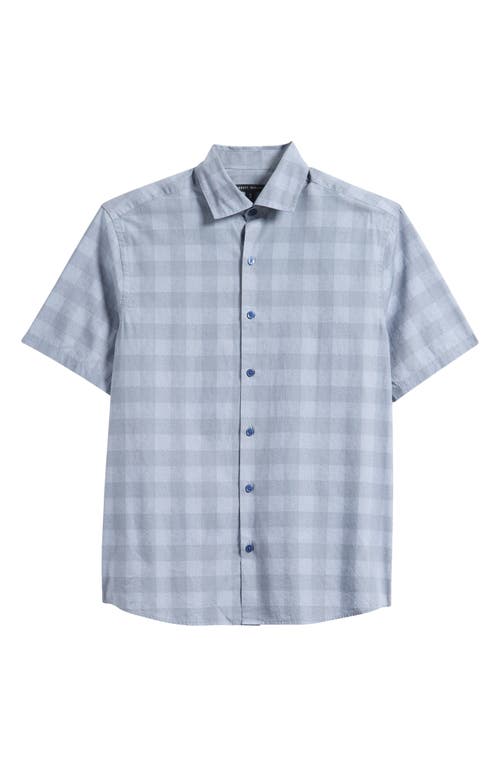 Robert Barakett Gabriel Check Short Sleeve Cotton Button-up Shirt In Gray