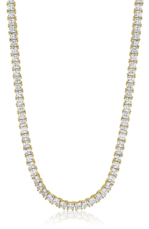 Square Cubic Zirconia Tennis Necklace