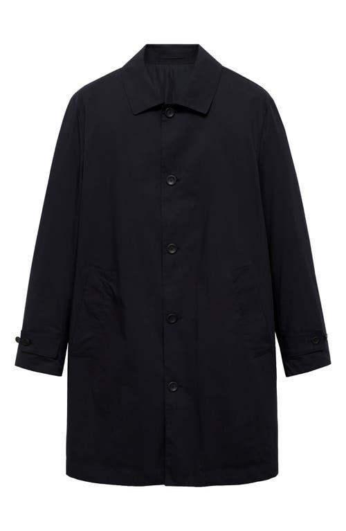 Mango Men's Quilted Water-repellent Trench Coat In Dark Navy