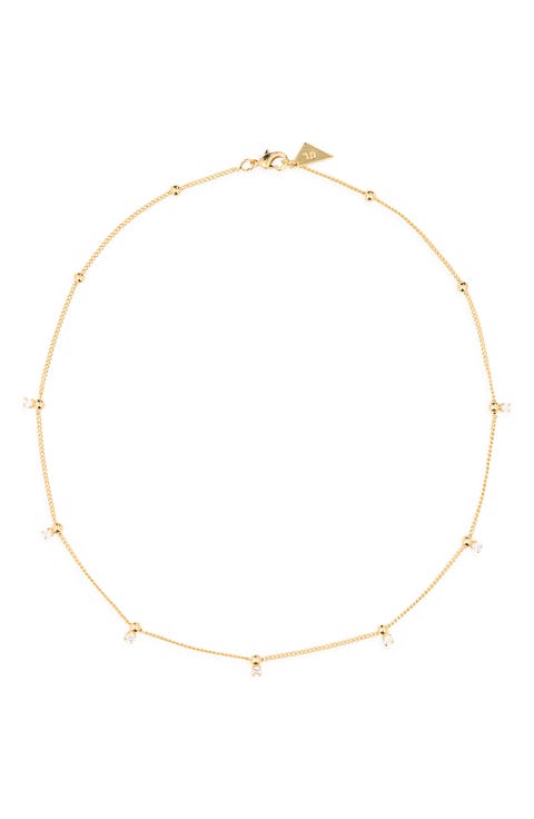 Kornelia Cubic Zirconia Beaded Station Chain Necklace