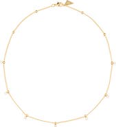 Sterling Forever Kornelia Cubic Zirconia Beaded Station Chain Necklace