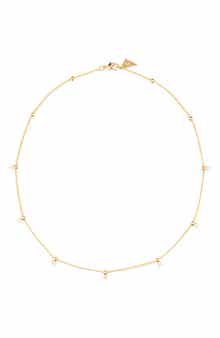 Sterling Forever Kornelia Cubic Zirconia Beaded Station Chain Necklace