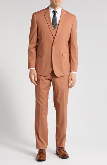 Braveman Classic Fit 3-piece Suit In Rust Brown