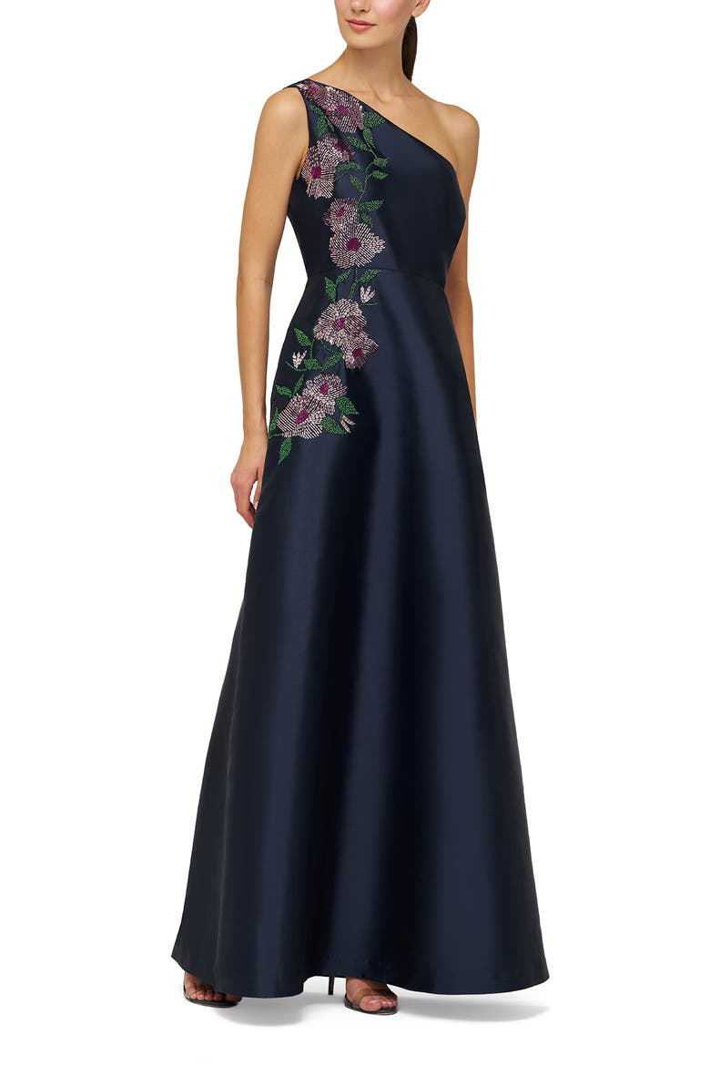 Gillian Beaded Flower Gown, Alternate, color, DARK MIDNIGHT