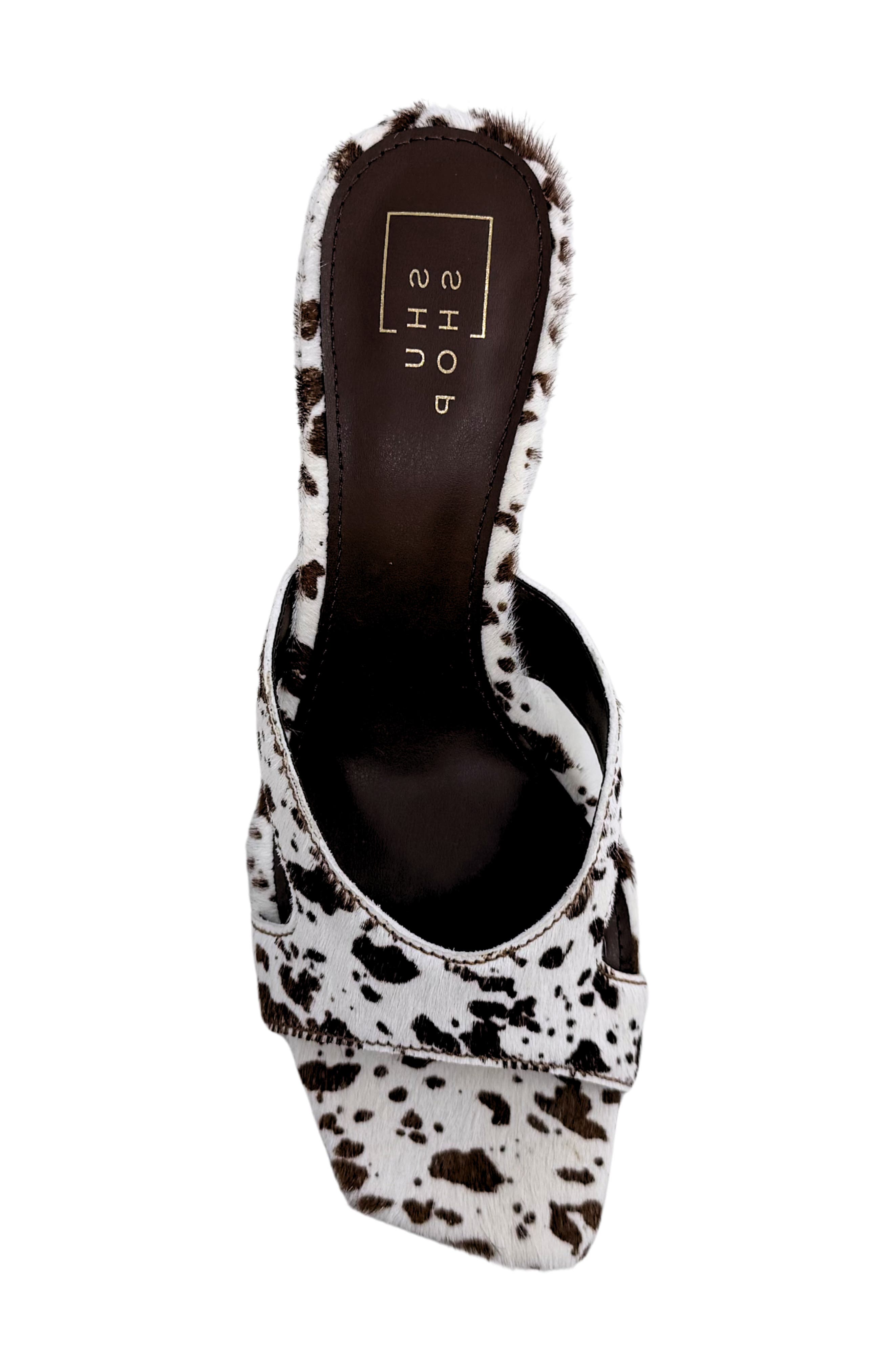 Fargo Slide Sandal, Alternate, color, COW PRINT CALF HAIR