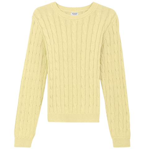 Cable Knit Ribbed Neck Sweater