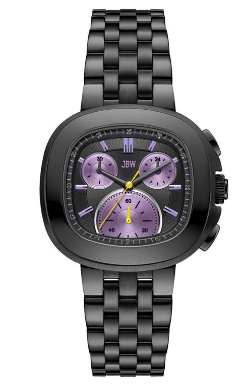 Jbw Coast Lab-created Diamond Bracelet Chronograph Watch, 38mm In Ip Black