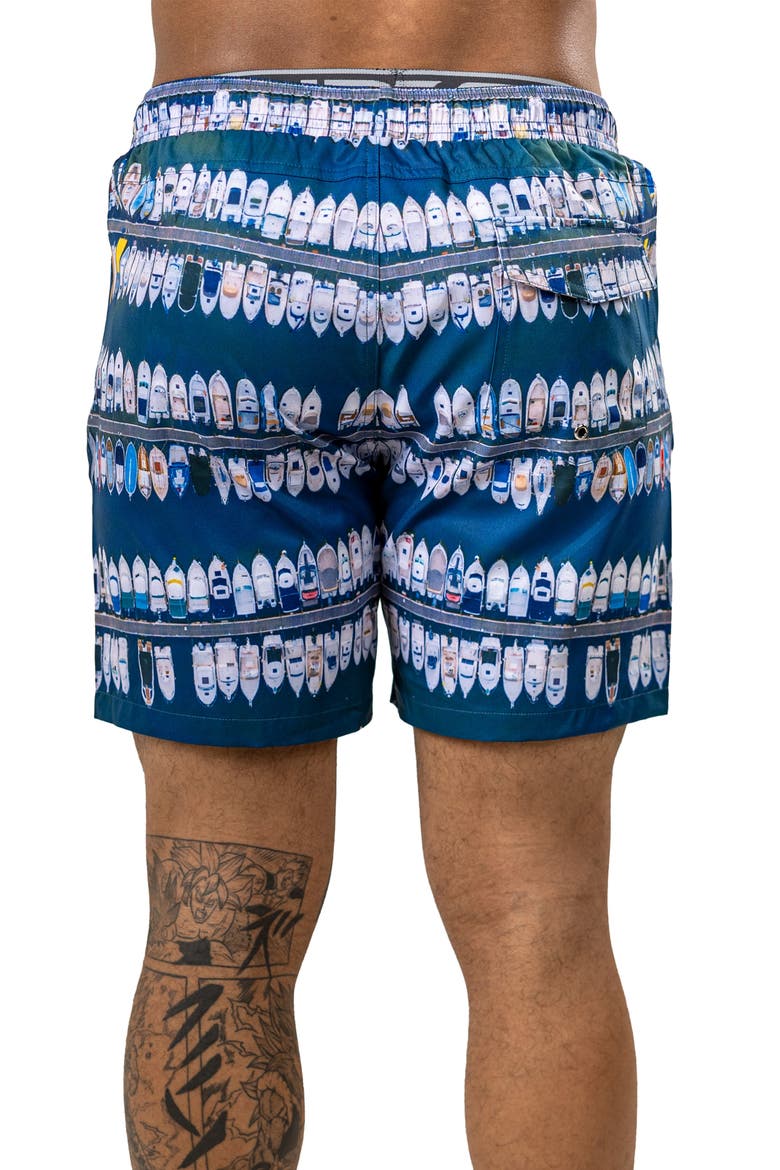 Swim Marthyr Print Swim Trunks, Alternate, color, BLUE