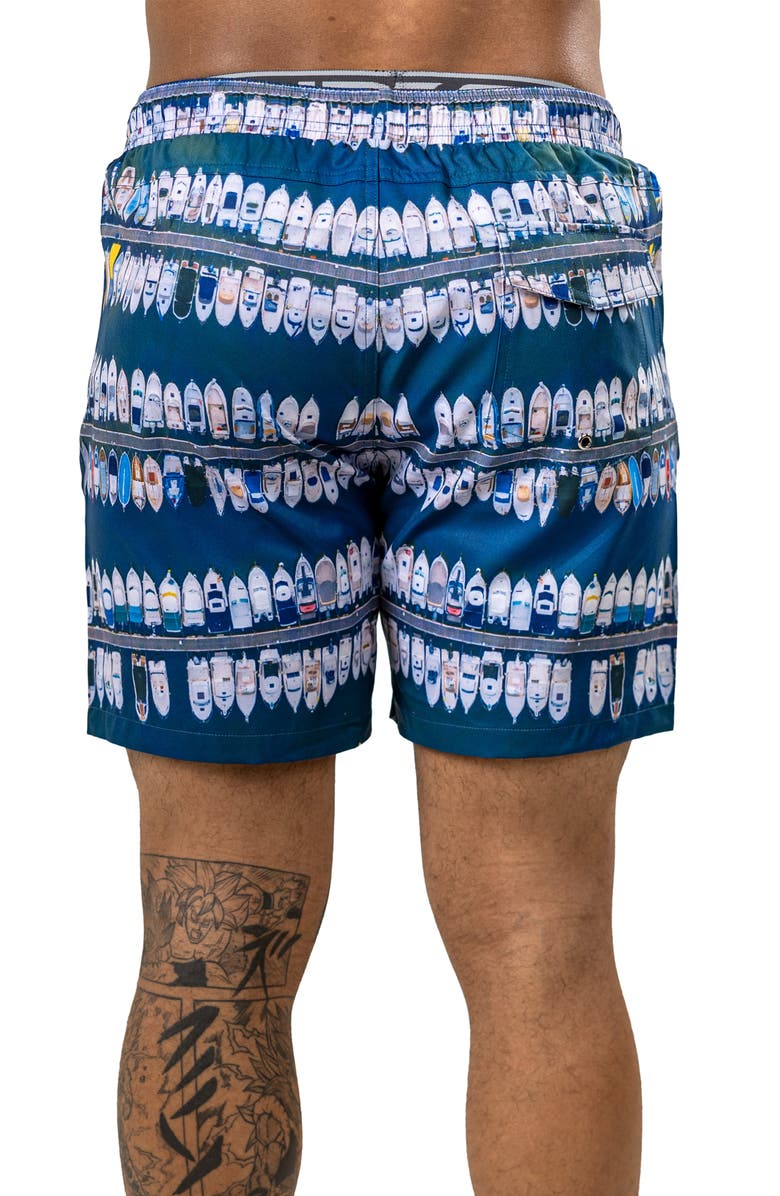 Maceoo Swim Marthyr Print Swim Trunks, Alternate, color, Blue