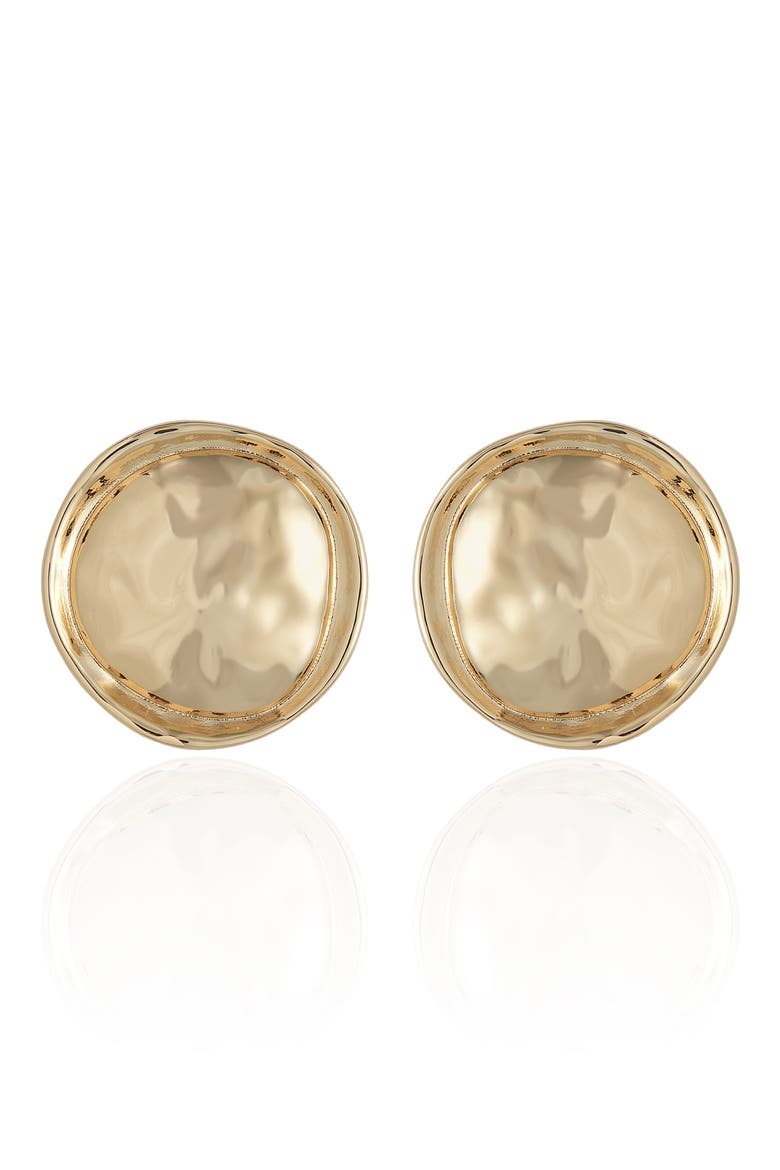Hammered Circle Stud Earrings, Alternate, color, GOLD