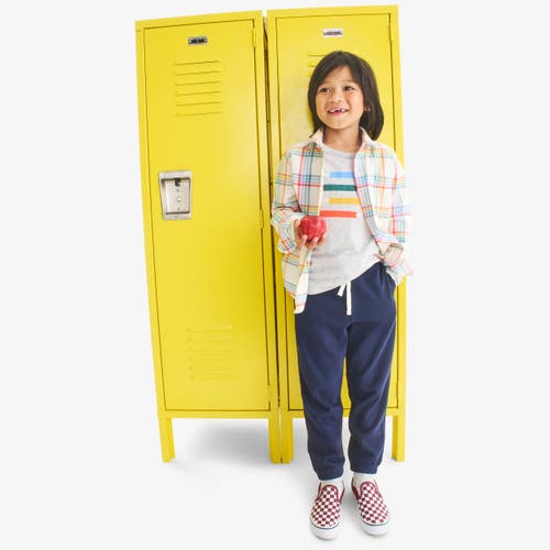 Primary Kids Long Sleeve Rainbow Flannel Button Down In Multi