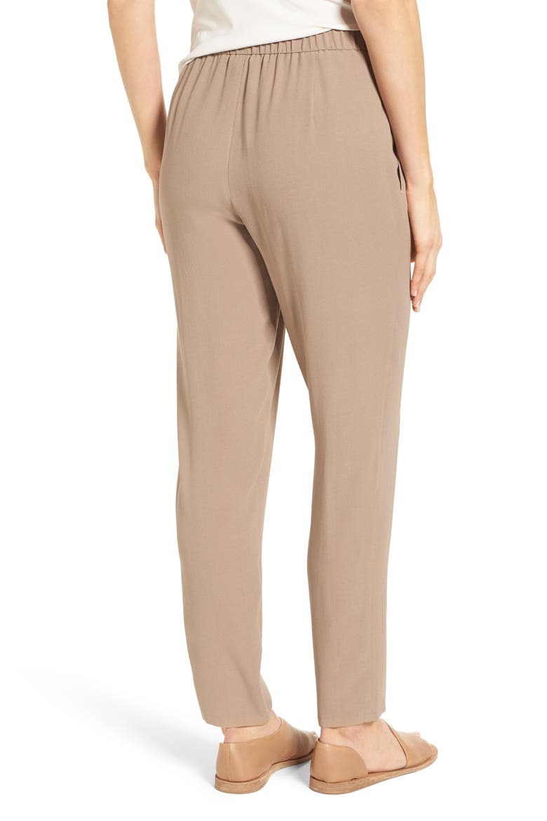 Slouchy Silk Crepe Ankle Pants, Alternate, color, MOCHA