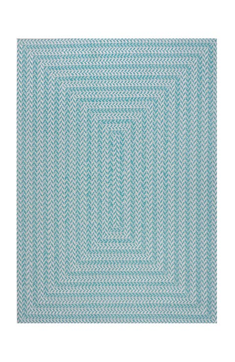 Chevron Modern Concentric Squares Indoor/Outdoor Area Rug