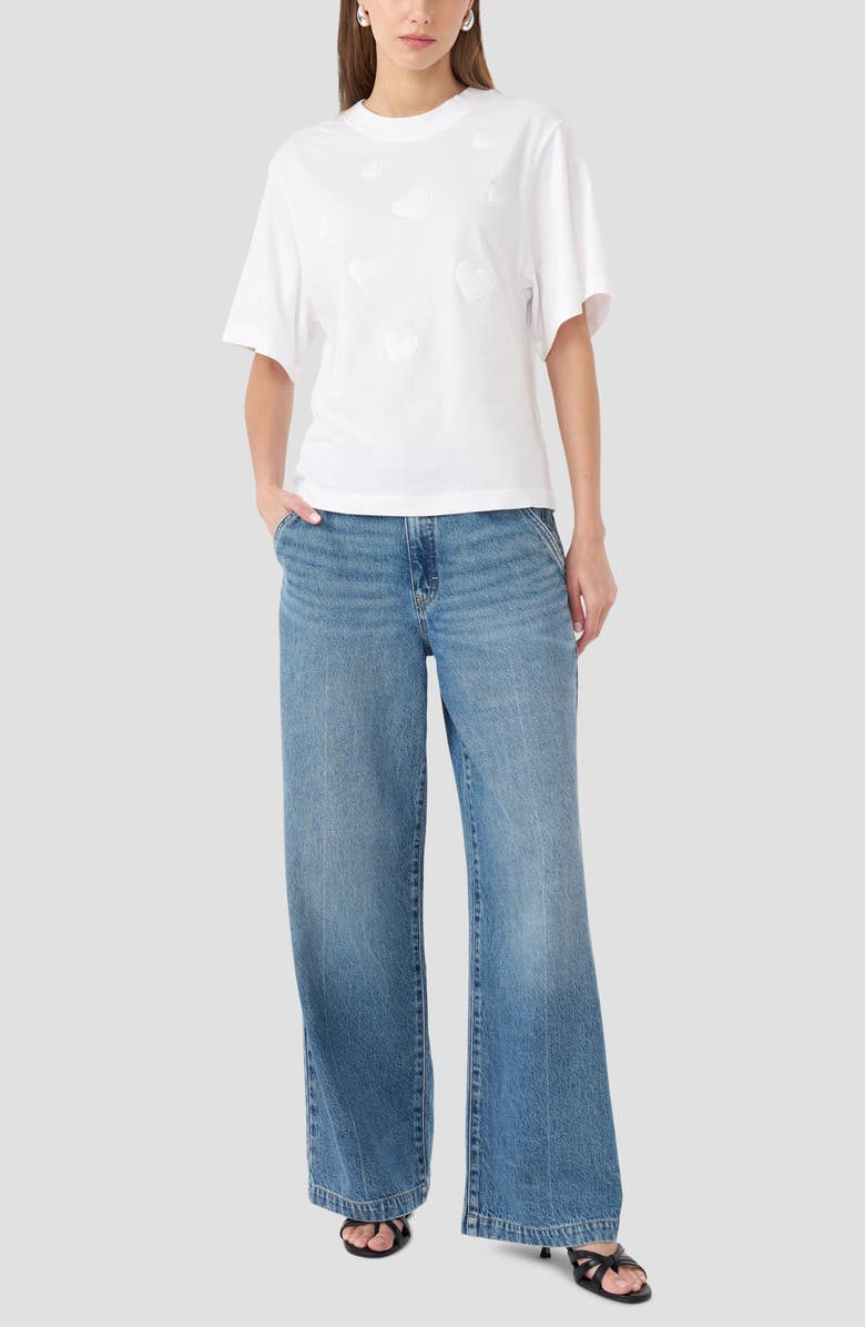 RM Rebecca Minkoff Embossed Heart T-Shirt, Alternate, color, White Solid