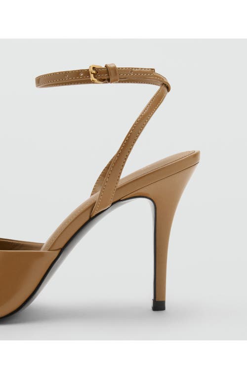Mango Ankle Strap Peep Toe Sandal In Brown
