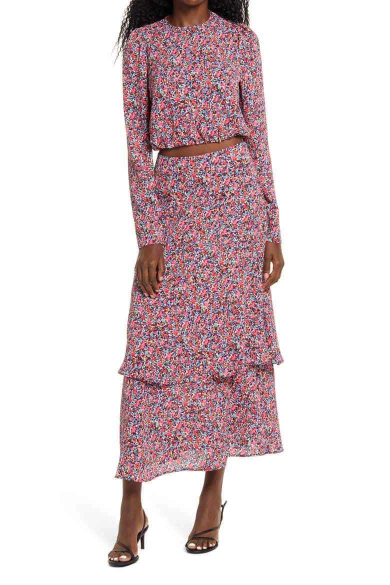 Reca Floral Tie Back Top, Alternate, color, RETRO PINK FLORAL