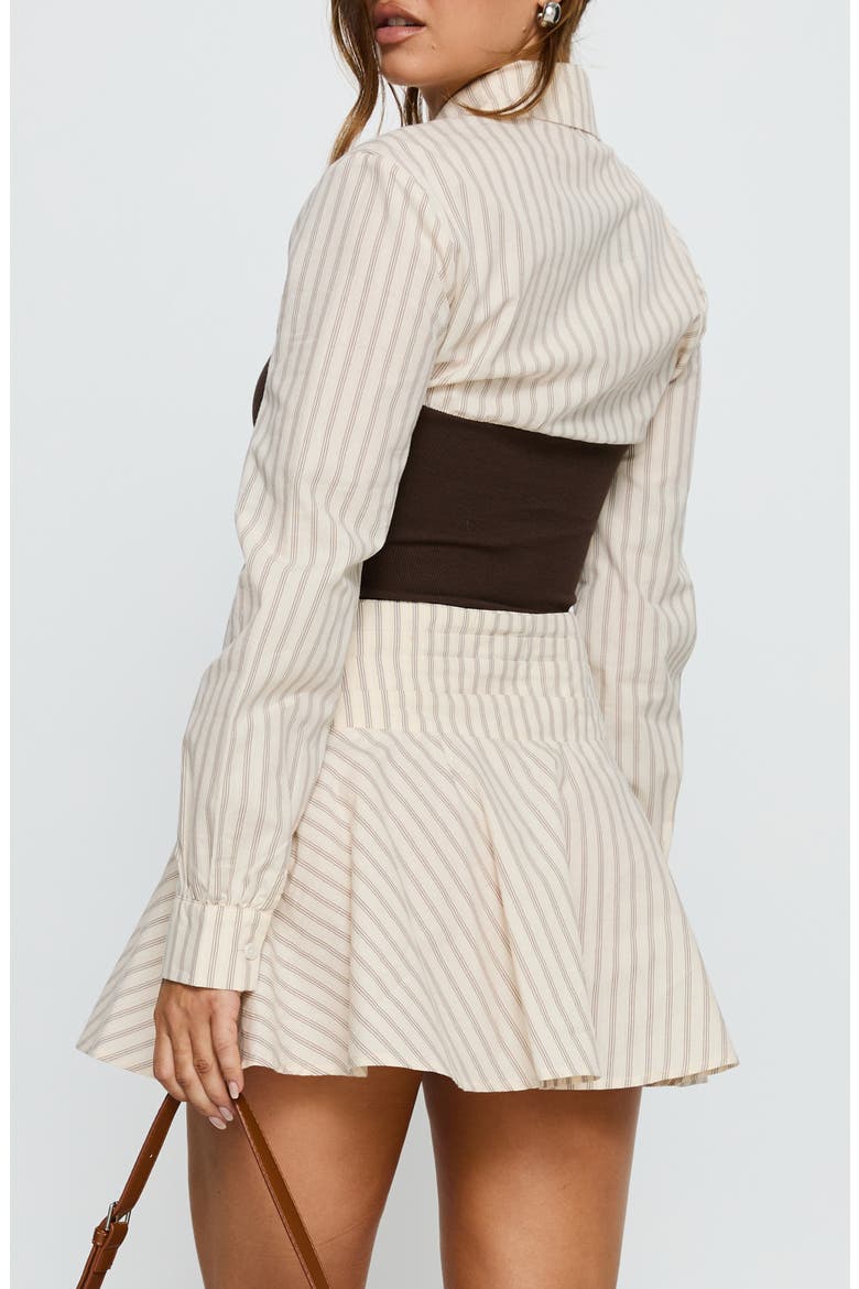 Belva Layered Corset Minidress, Alternate, color, BROWN STRIPE