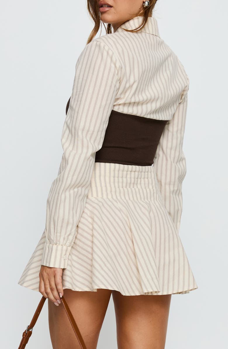 Princess Polly Belva Layered Corset Minidress, Alternate, color, Brown Stripe