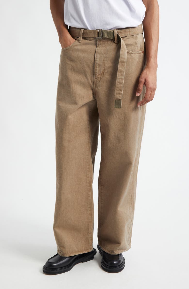 Sacai Belted Denim Pants, Main, color, 