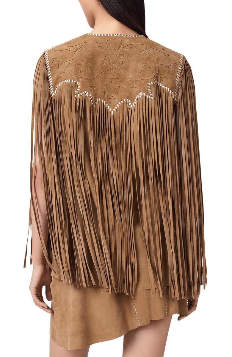 AllSaints Carter Fringe Vest, Alternate, color, Sand Brown