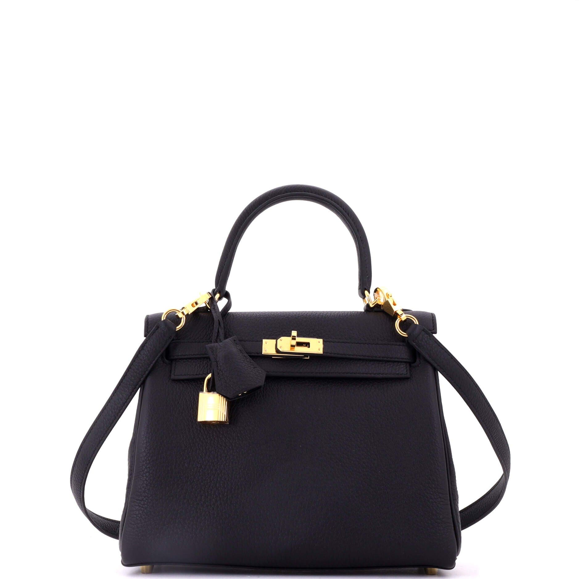 Pre-Owned Hermes Kelly Handbag Black Togo with Gold Hardware 25, Main, color, Noir