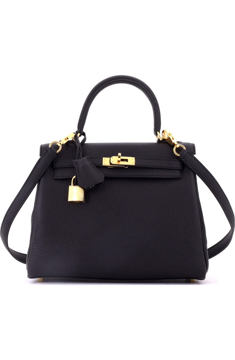 Pre-Owned Hermes Kelly Handbag Black Togo with Gold Hardware 25, Main, color, Noir