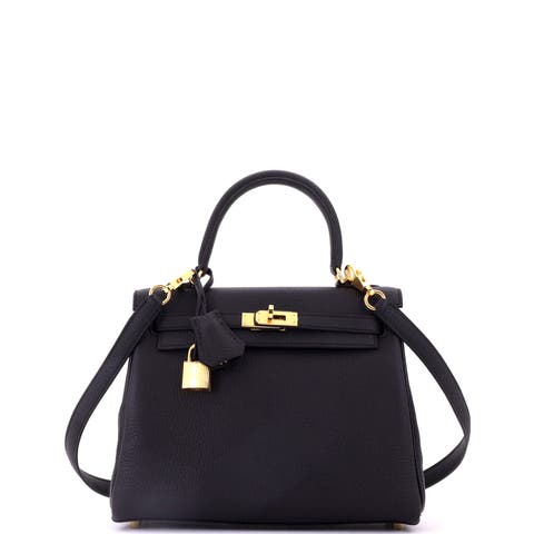 Kelly Handbag Black Togo with Gold Hardware 25
