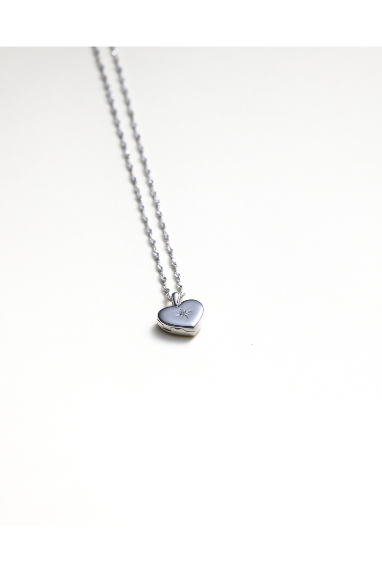 Lily Heart Locket, Alternate, color, Recycled Sterling Silver