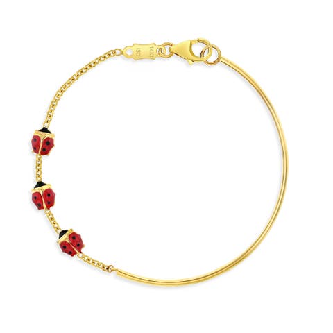 14k Enamel Ladybug Bangle