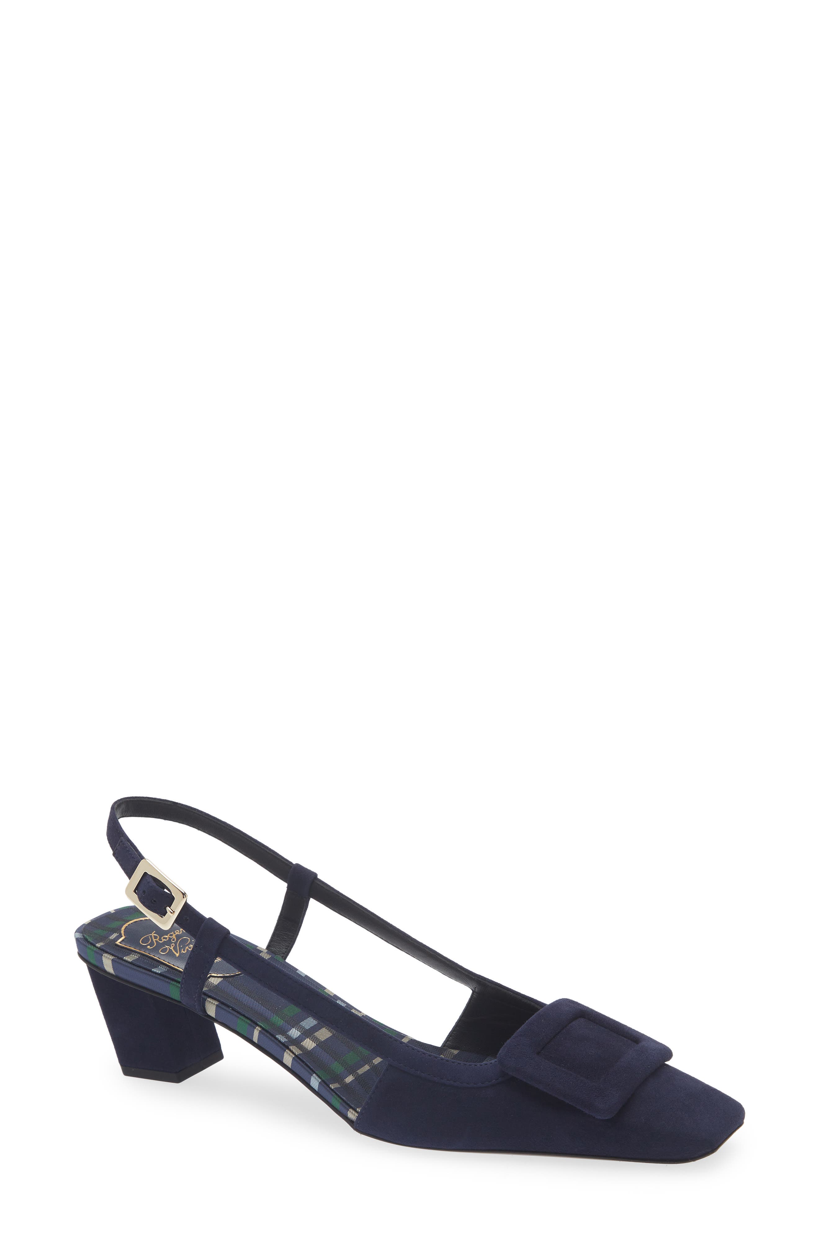 Belle Vivier Suede Slingback Pump, Main, color, GALASSIA SCURO
