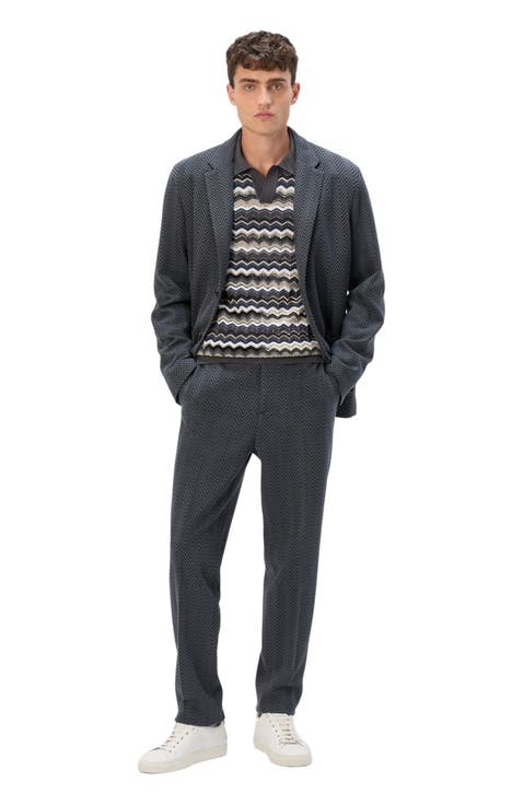 Straight Pants With Zigzag Pattern