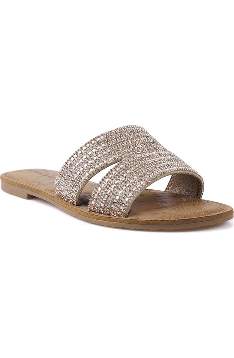 ROCK AND CANDY Double Cutout Crystal Slide Sandal, Main, color,