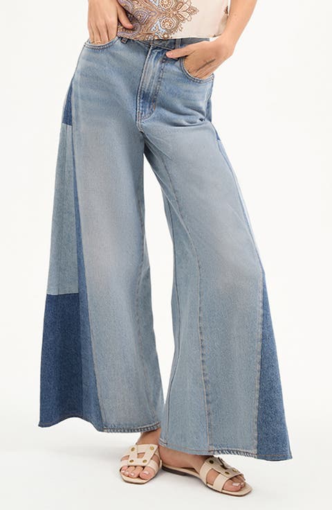 Vicki Paneled Extra Wide Leg Jeans (Wanderer Undone)