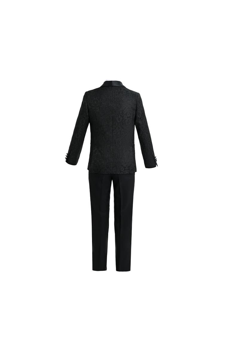 Textured Suit Set with Satin Lapels, Alternate, color, Black