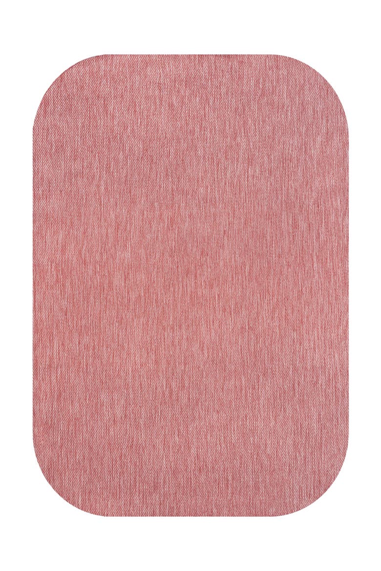 Miles Modern Minimalist Radius Corner Solid Indoor/Outdoor Shaped Area Rug, Alternate, color, Light Rose