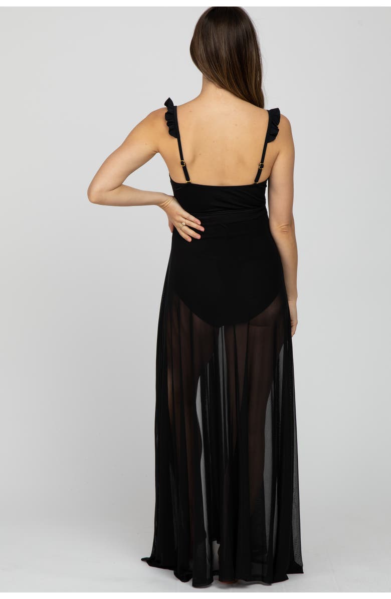 PinkBlush Mesh Wrap Cover Up, Alternate, color, Black