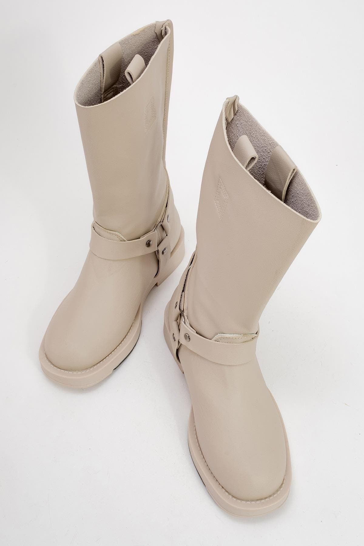 Prologue Shoes Solva Boot, Alternate, color, Beige Faux Leather