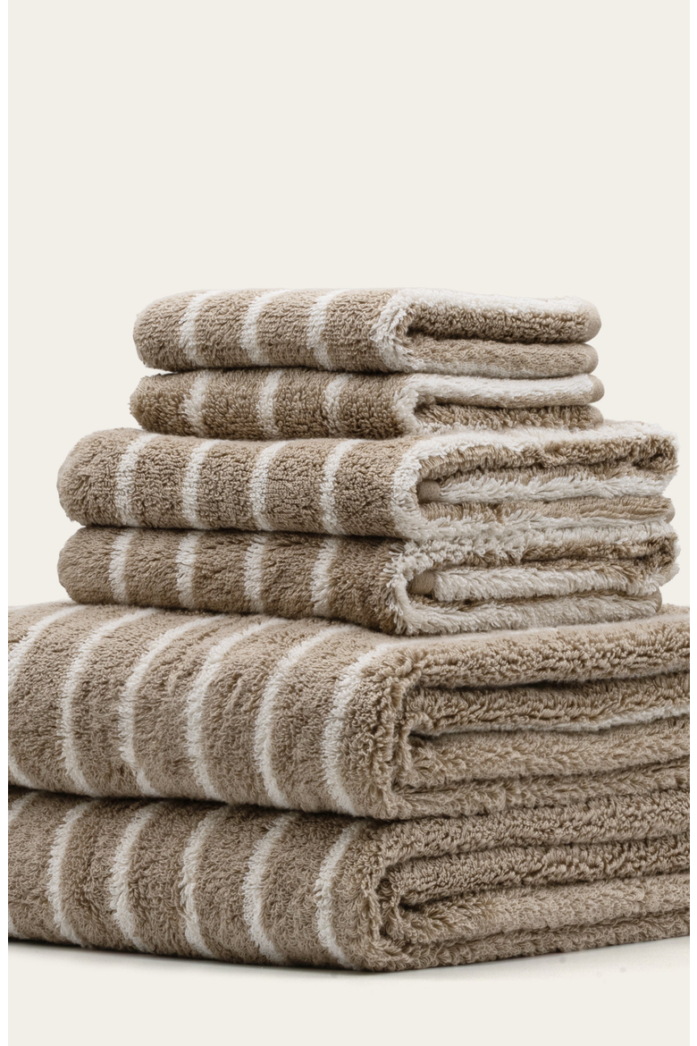 Ultraplush Australian Cotton Standard 6-piece Towel Set, Alternate, color, Striped Tan