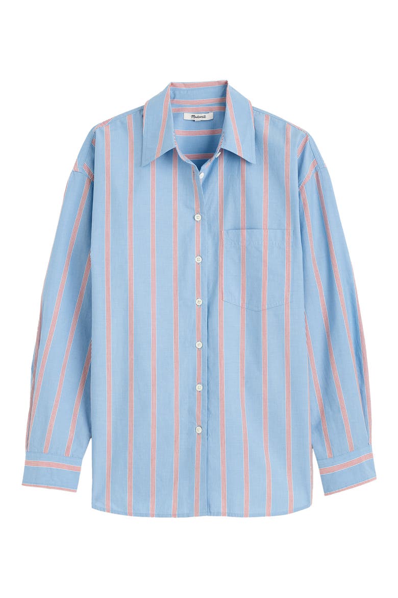 The Easy Stripe Cotton Poplin Button-Up Shirt, Alternate, color, CALM BLUE